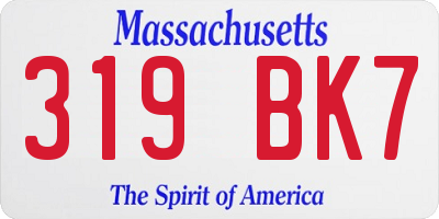 MA license plate 319BK7
