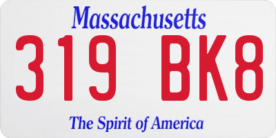 MA license plate 319BK8