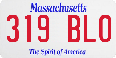 MA license plate 319BL0