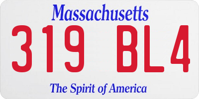 MA license plate 319BL4