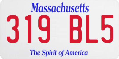 MA license plate 319BL5