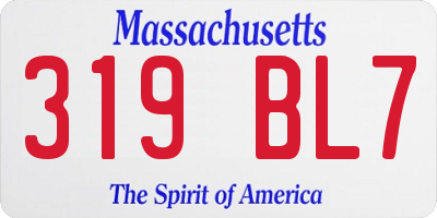 MA license plate 319BL7