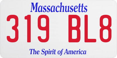 MA license plate 319BL8
