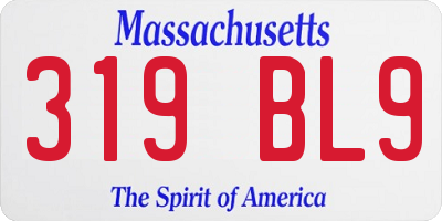 MA license plate 319BL9