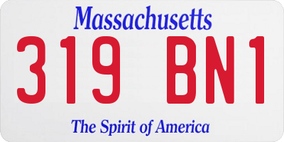 MA license plate 319BN1