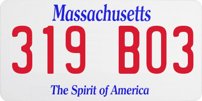 MA license plate 319BO3