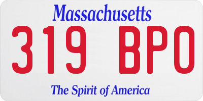 MA license plate 319BP0
