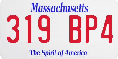 MA license plate 319BP4
