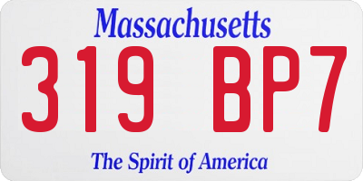 MA license plate 319BP7
