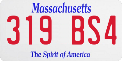 MA license plate 319BS4