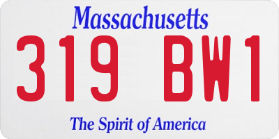 MA license plate 319BW1