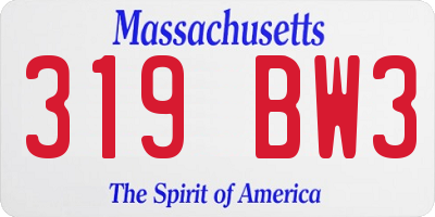 MA license plate 319BW3
