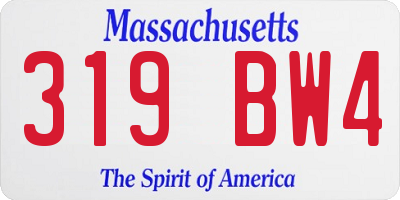 MA license plate 319BW4