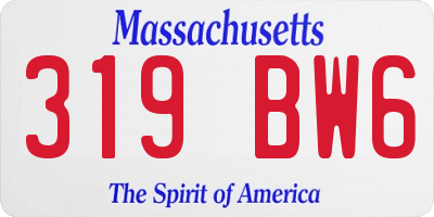 MA license plate 319BW6