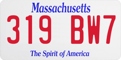 MA license plate 319BW7