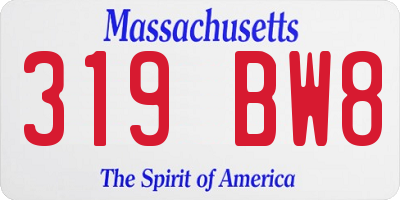 MA license plate 319BW8