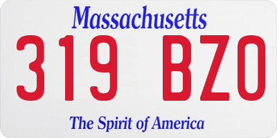 MA license plate 319BZ0