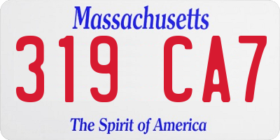 MA license plate 319CA7