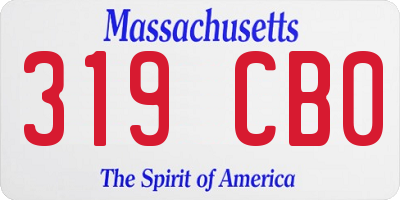 MA license plate 319CB0