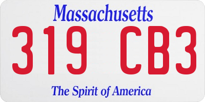 MA license plate 319CB3