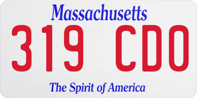 MA license plate 319CD0