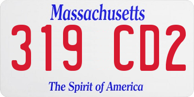 MA license plate 319CD2