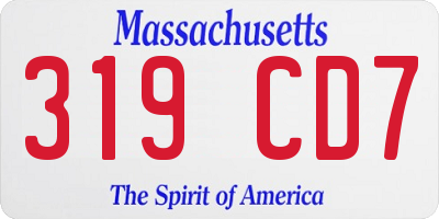 MA license plate 319CD7