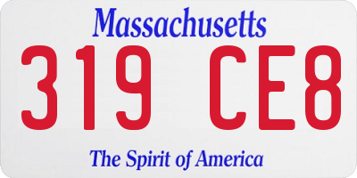 MA license plate 319CE8