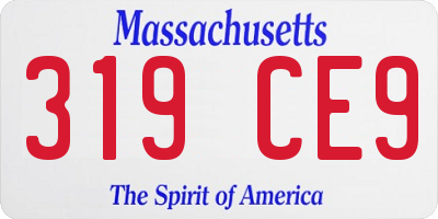 MA license plate 319CE9