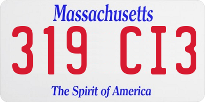 MA license plate 319CI3