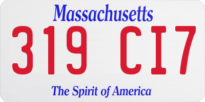 MA license plate 319CI7