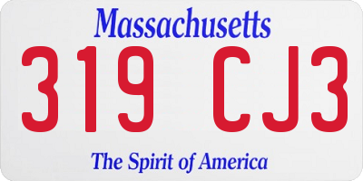 MA license plate 319CJ3