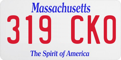 MA license plate 319CK0