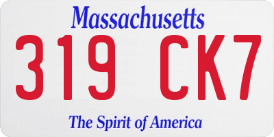 MA license plate 319CK7