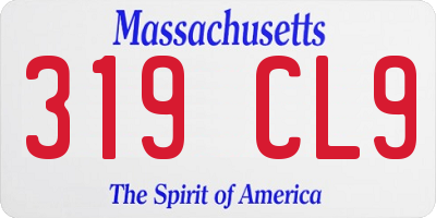 MA license plate 319CL9