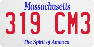 MA license plate 319CM3