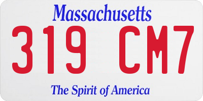 MA license plate 319CM7