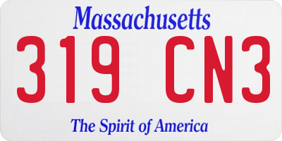 MA license plate 319CN3