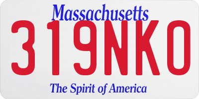 MA license plate 319NKO