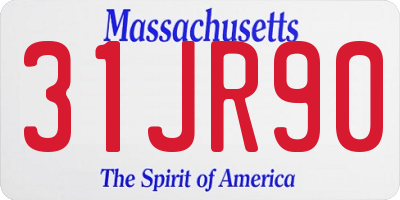 MA license plate 31JR90