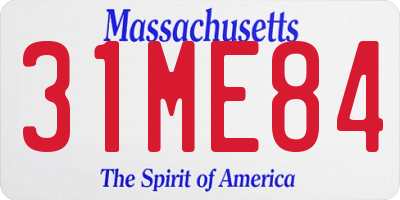 MA license plate 31ME84