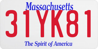 MA license plate 31YK81