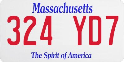 MA license plate 324YD7