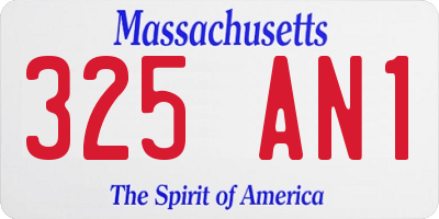 MA license plate 325AN1
