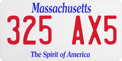MA license plate 325AX5