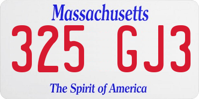 MA license plate 325GJ3