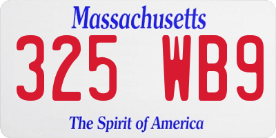 MA license plate 325WB9