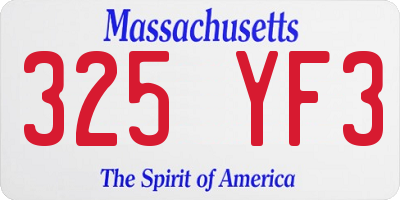 MA license plate 325YF3