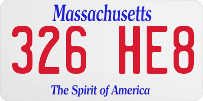 MA license plate 326HE8