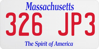 MA license plate 326JP3